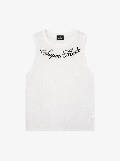 Floral and Letter Embroidered Vest