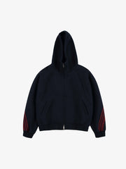 Striped Patchwork Boxy Fit Zip-Up Hoodie