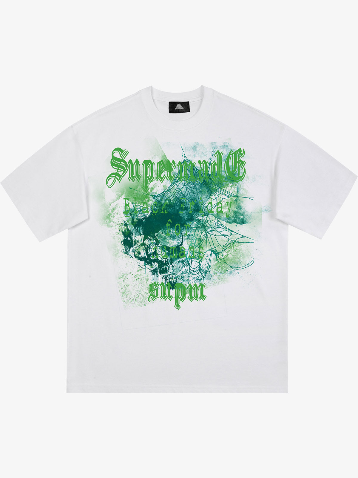Gothic Skull Spiderweb Graphic T-Shirt 