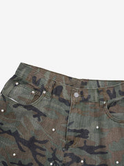 Camo Beaded Cargo Pants; Forest Camouflage / M, Forest Camouflage / L, Forest Camouflage / XL