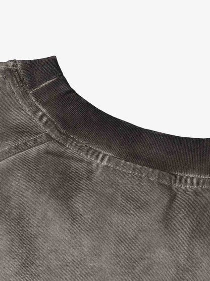 Cotton Blend Oversized Mesh Panel T-Shirt with Crew Neck 