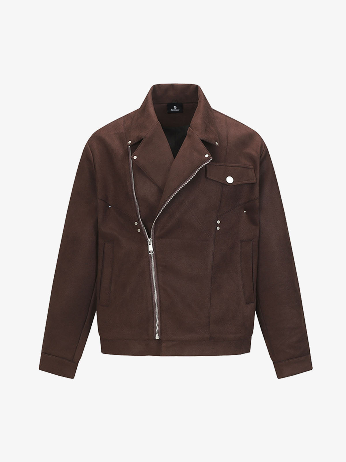 Suede Leather Men's and Women's Biker Jacket with Zipper Closure and Pockets 