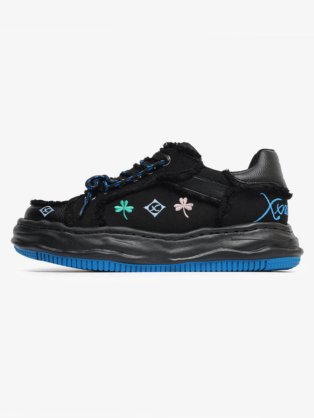Thesupermade American Retro Patch Raw Edge Embroidered Floral Dissolving Shoes 