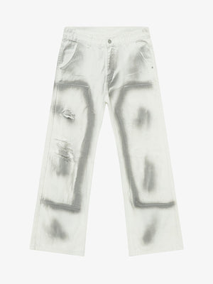 Denim Wide Leg Cropped Pants with White Stripe Design High Waist Fashion Trousers for Women 