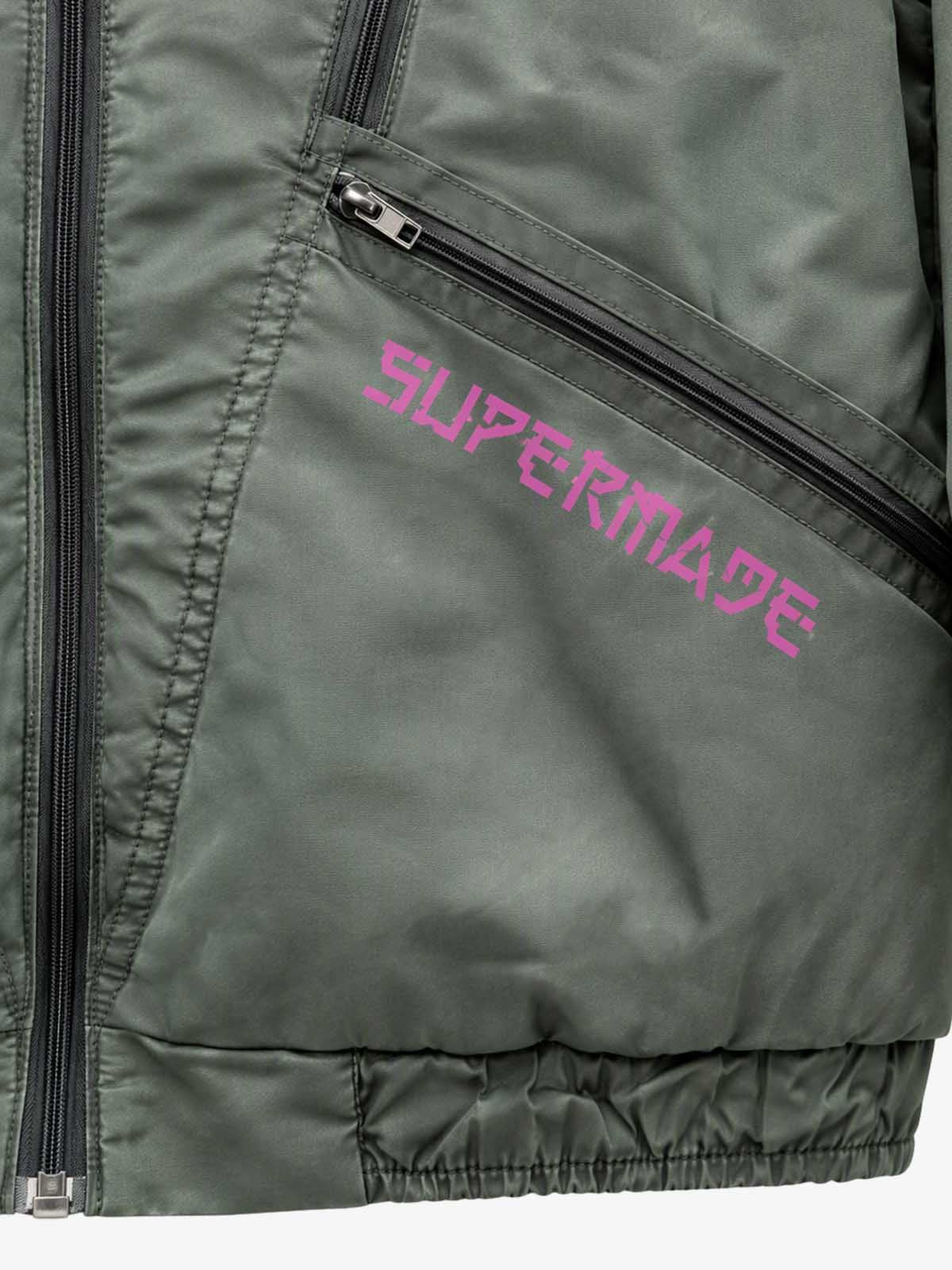 Playful Graphic Multi-Zip Cropped Bomber Jacket