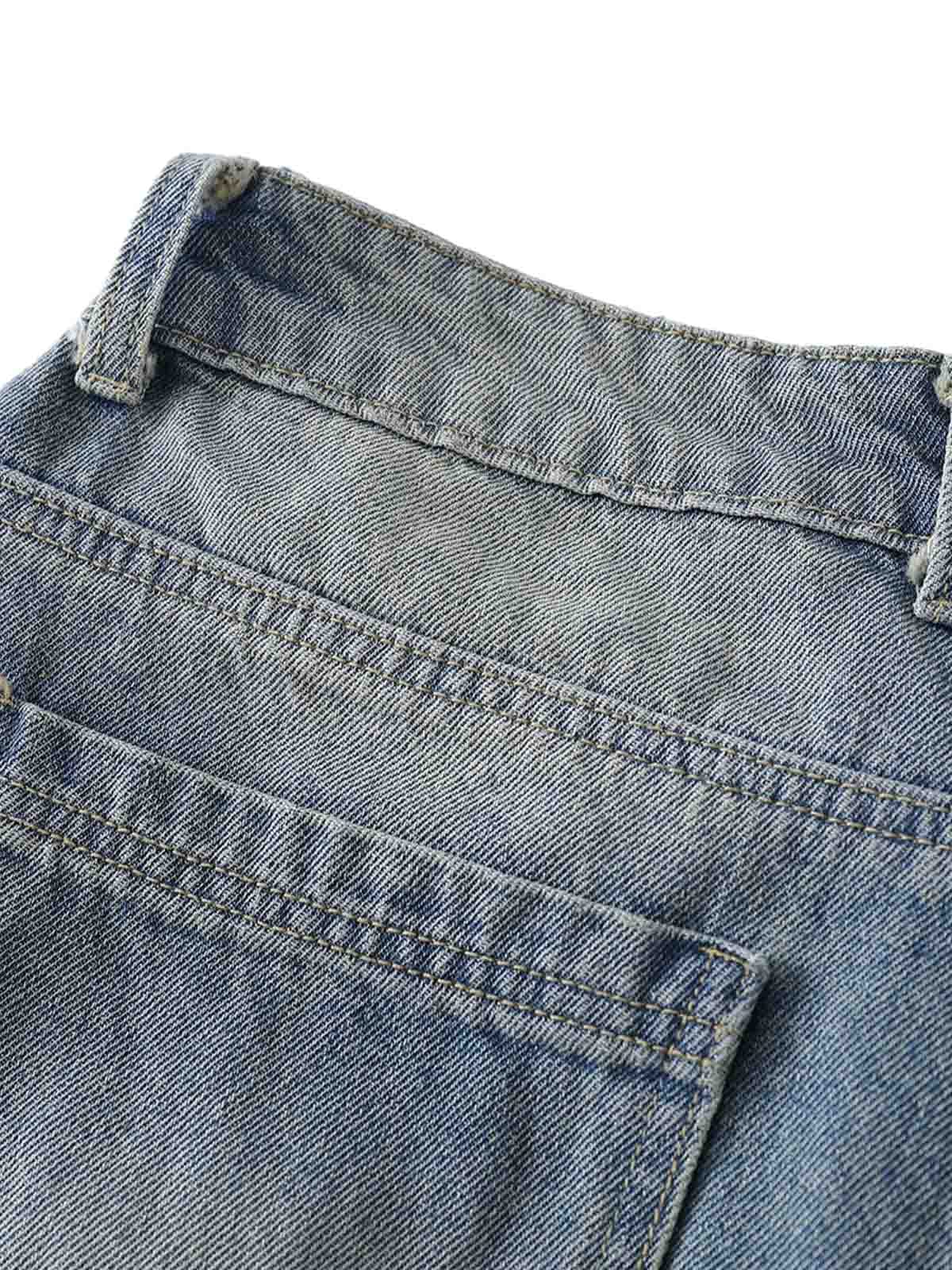 Thesupermade American Vintage Washed Patchwork Raw Edge Cropped Jeans 