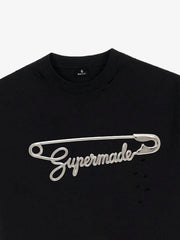 Distressed Safety Pin Cropped T-Shirt 