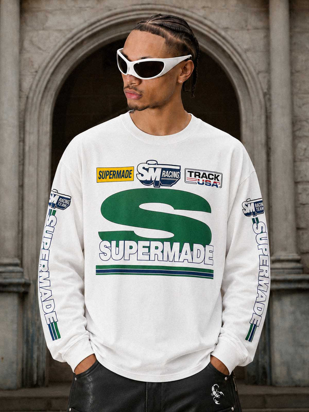 Racing Graphic Cropped Long Sleeve Tee