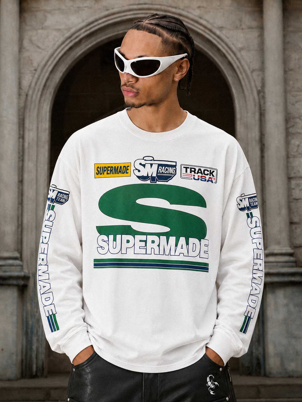 Racing Graphic Cropped Long Sleeve Tee
