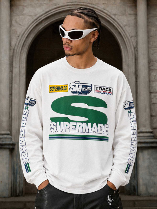 Racing Graphic Cropped Long Sleeve Tee