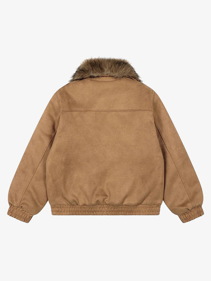 Vintage Distressed Deconstructed Faux Fur Collar Jacket 