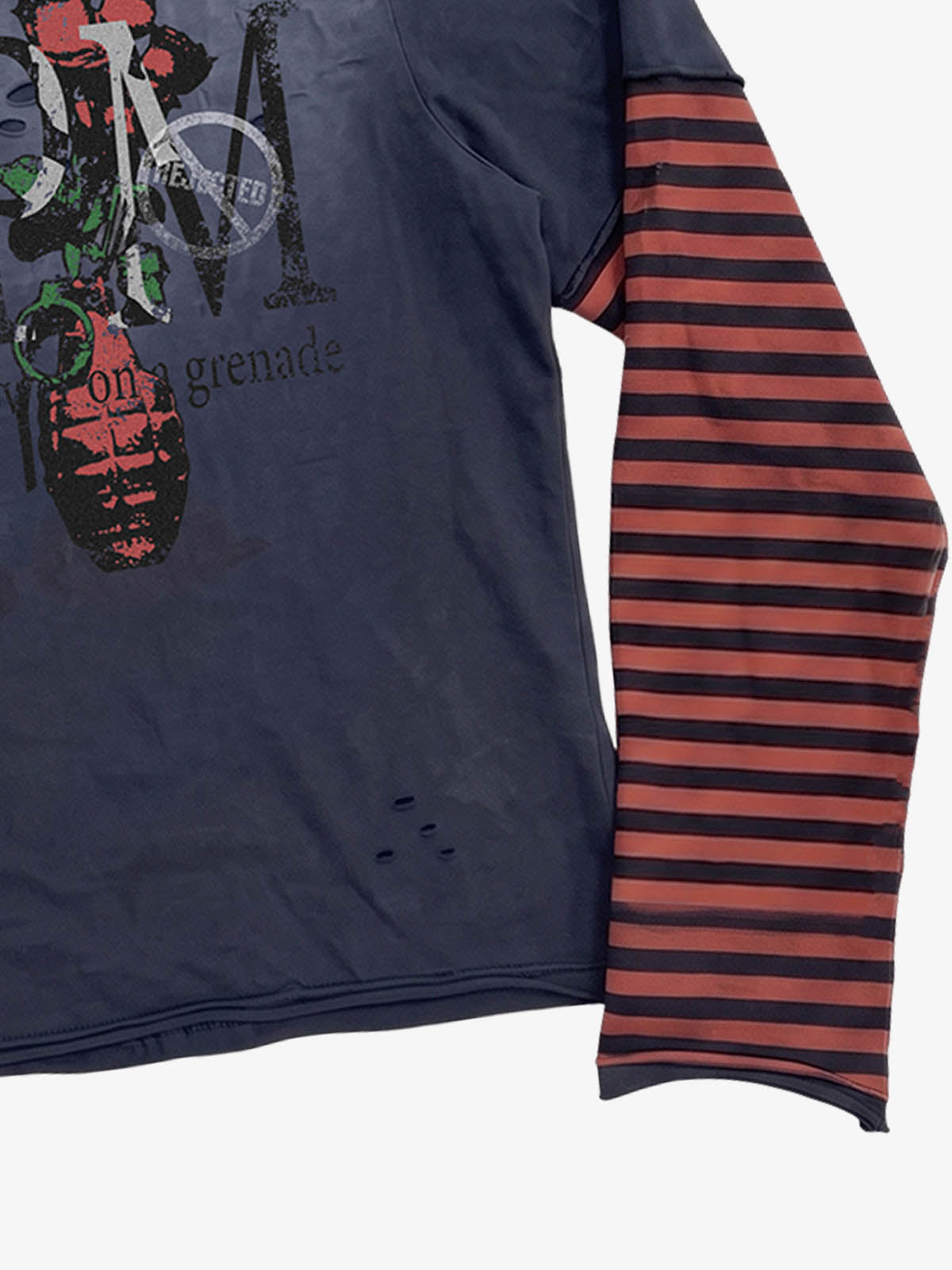 Graphic Distressed Layered Long Sleeve Tee