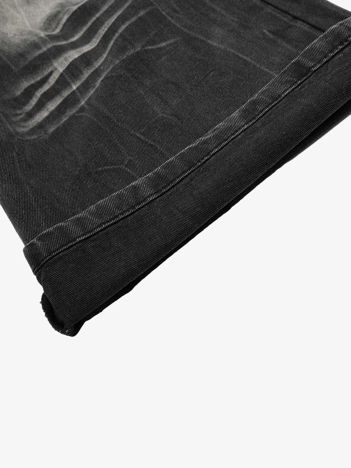 Vintage Washed Distressed Flared Jeans 