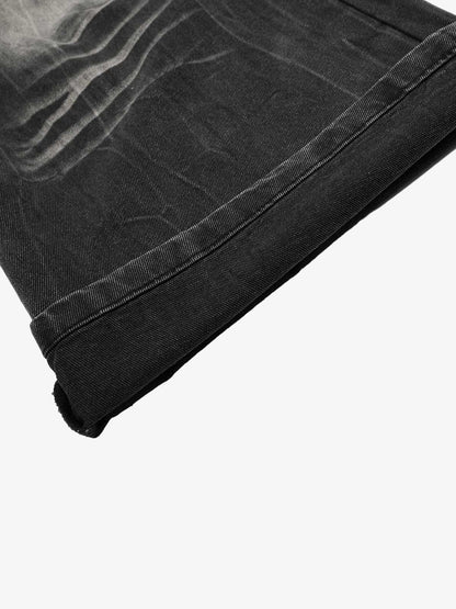 Vintage Washed Distressed Flared Jeans 