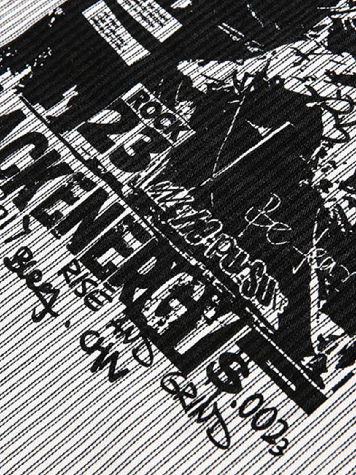 Striped Button-Up Shirt with Graphic Pocket Design 