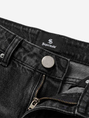 Scorpion Embroidered Appliqué Micro-Flare Jeans