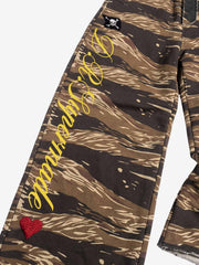 Tiger Camo Script Graphic Wide-Leg Sweatpants