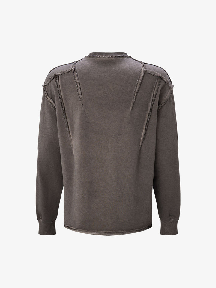 Deconstructed Distressed Raw-Edge Long Sleeve Tee