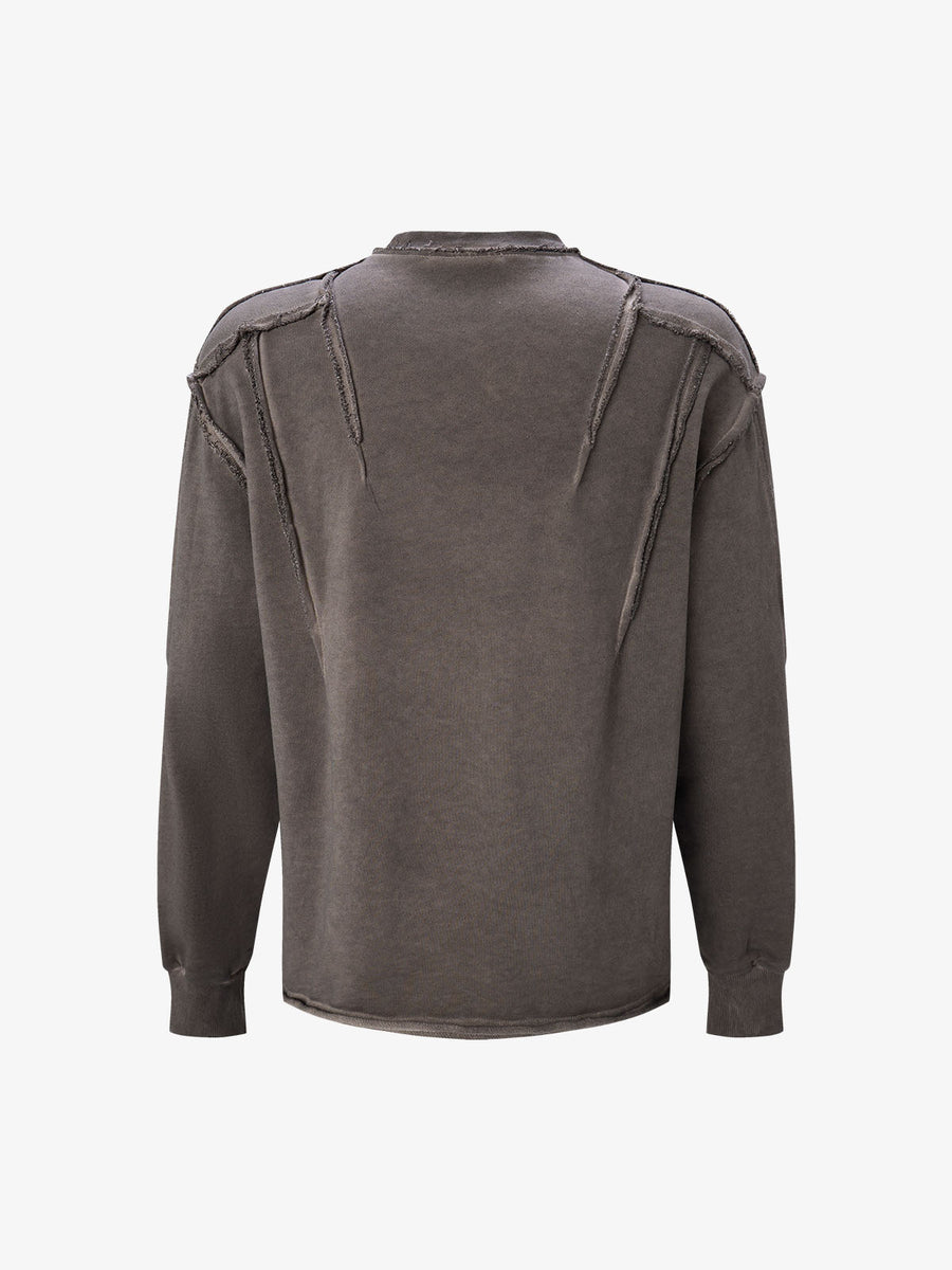 Deconstructed Distressed Raw-Edge Long Sleeve Tee