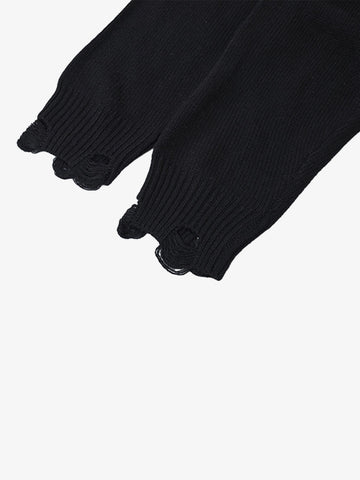 Cross Jacquard Ripped Long Sleeve Sweater