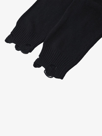 Cross Jacquard Ripped Long Sleeve Sweater