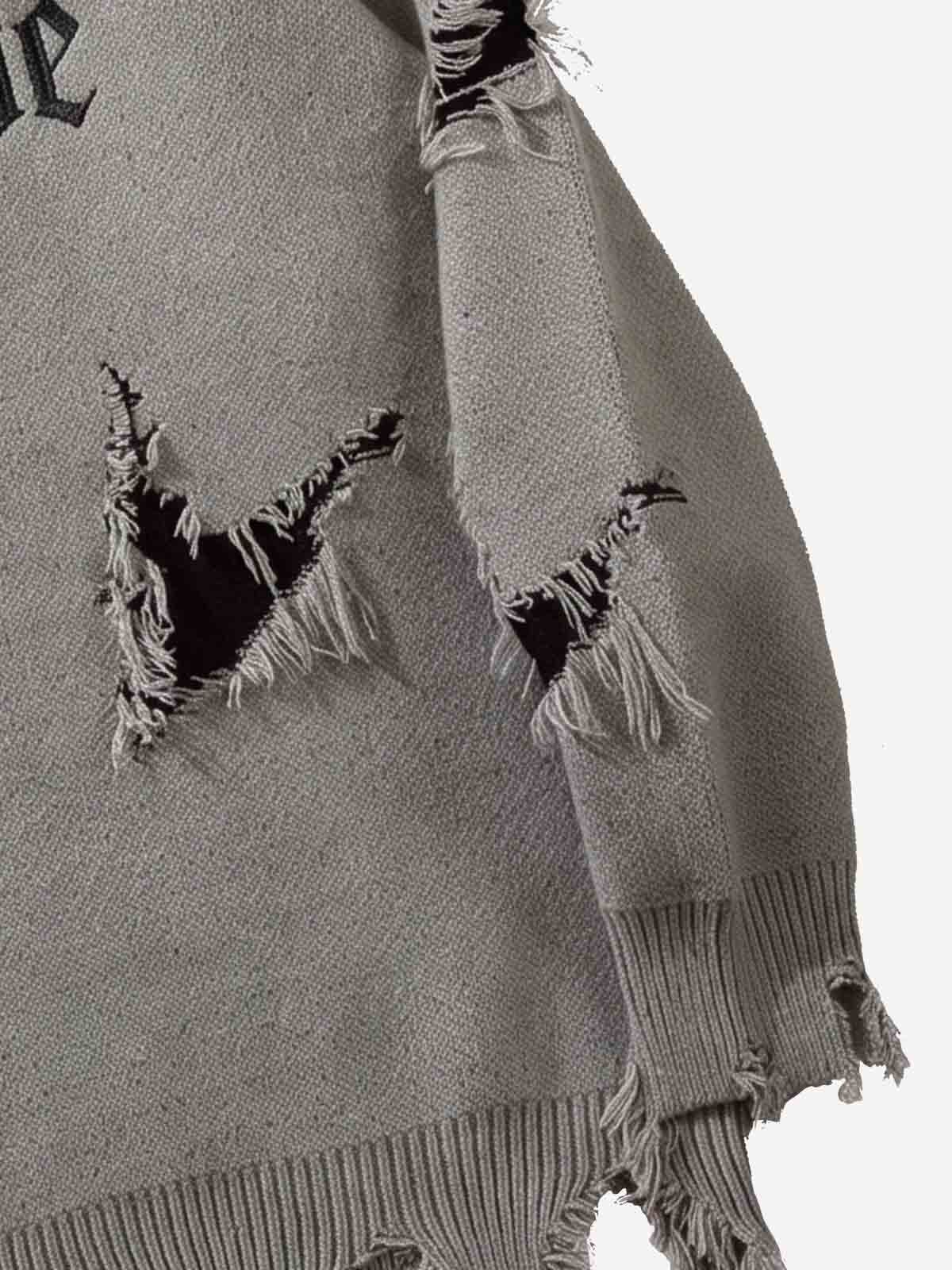 Frayed Logo Knit Sweater