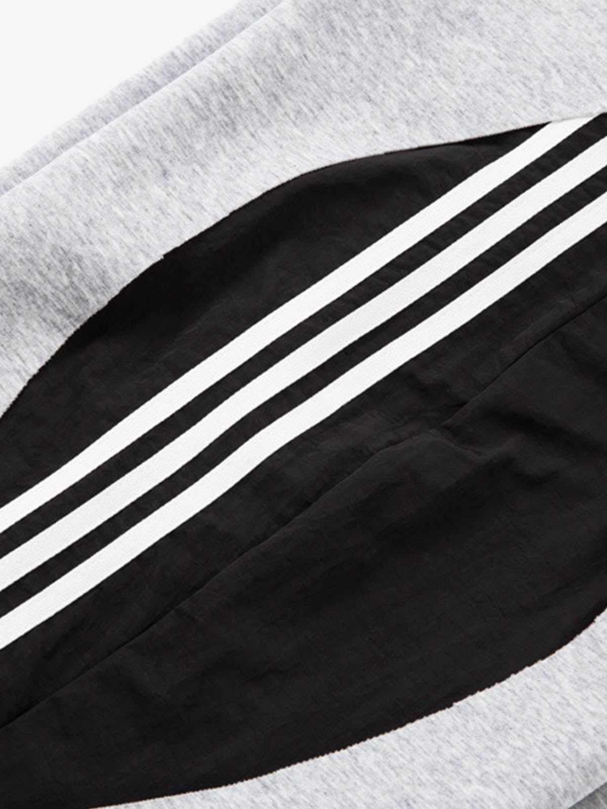 Cotton Blend Casual Wide Leg Sweatpants with Side Striped Panels for Men 