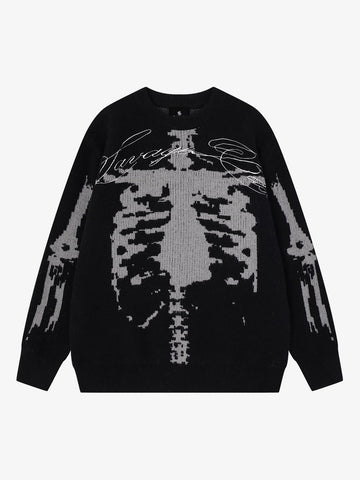 Dark Skull Jacquard Knit Sweater