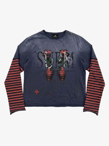 Graphic Distressed Layered Long Sleeve Tee