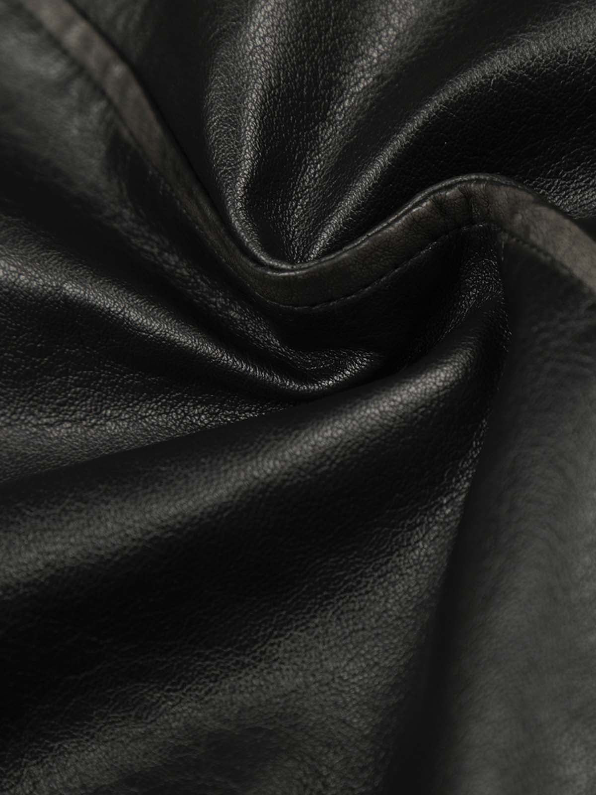 Studded High-Neck Faux Leather Jacket 