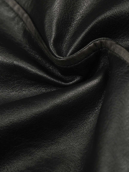 Studded High-Neck Faux Leather Jacket 