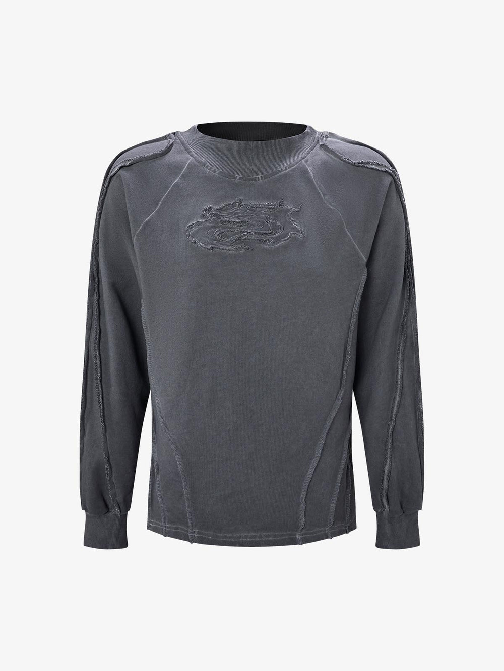 Heavyweight Washed Distressed Raw-Edge Long Sleeve Tee