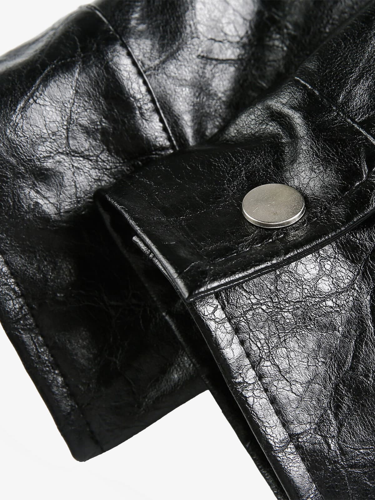 Vintage Street Portrait Print PU Leather Jacket 