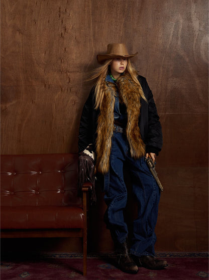 Winter-Ready Corduroy Jacket with Faux Fur Trim for Men 