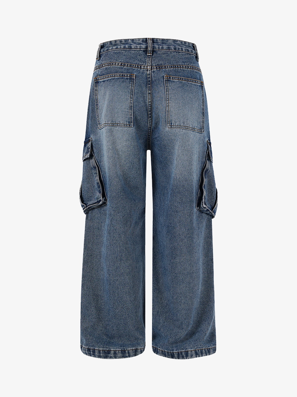 Embellished Wide-Leg Jeans with Unique Decorative Accents 