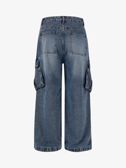 Embellished Wide-Leg Jeans with Unique Decorative Accents 