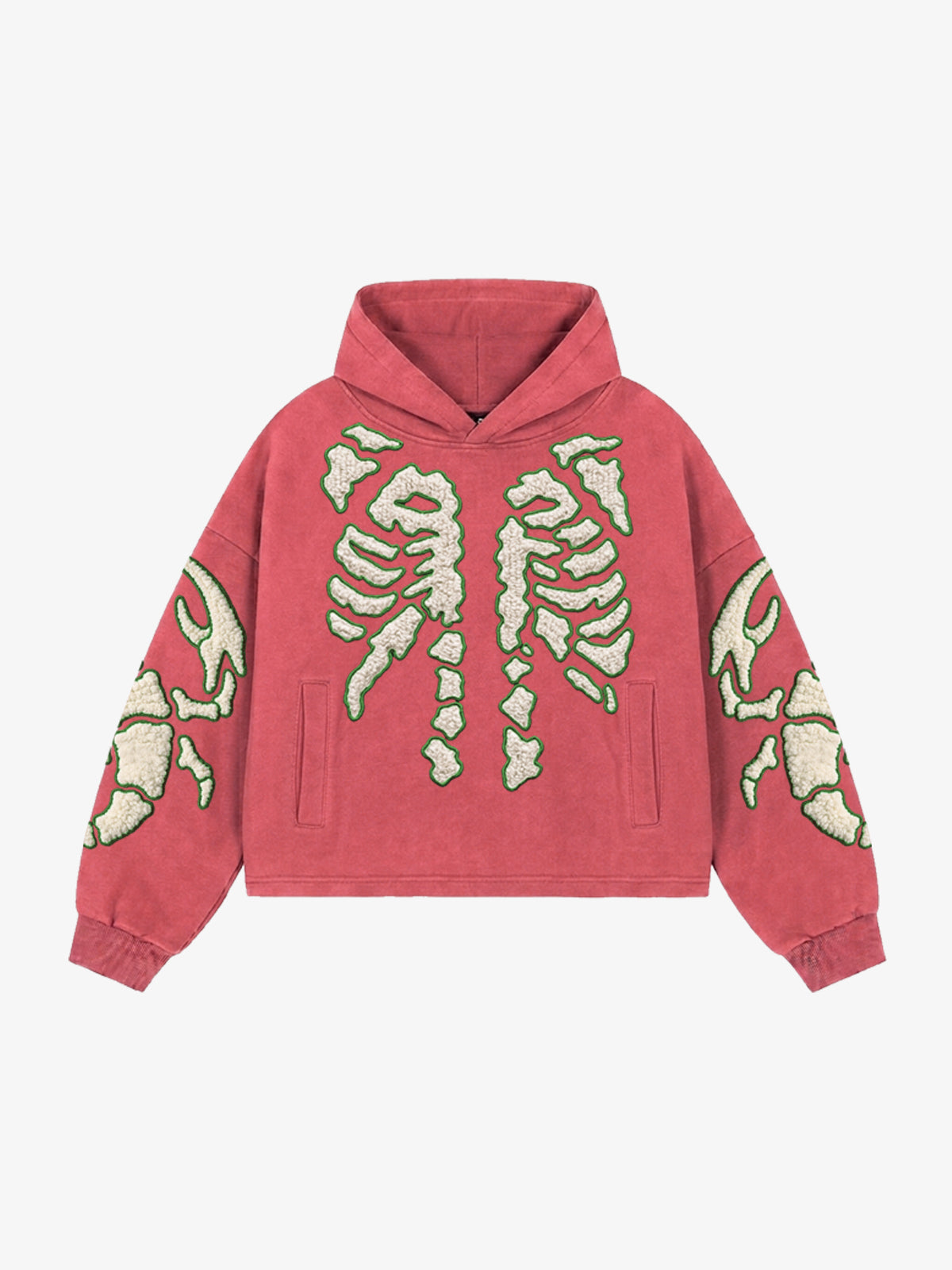 Skeleton Terry Embroidered Pullover Hoodie