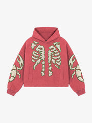 Skeleton Terry Embroidered Pullover Hoodie
