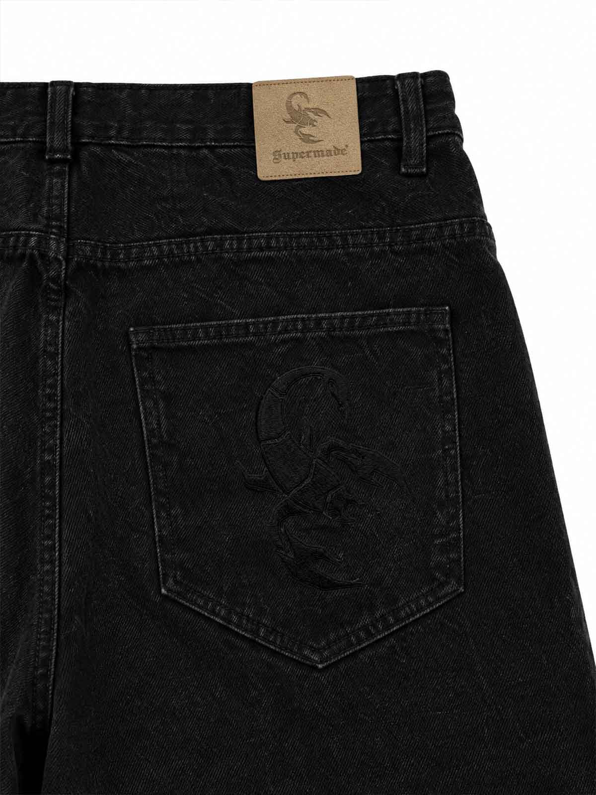 Contrast Stripe Panel Baggy Wide-Leg Jeans