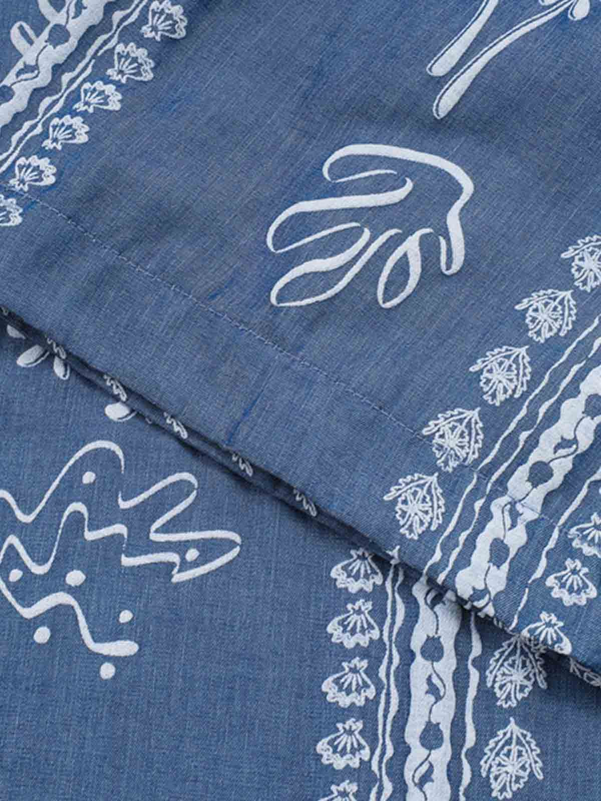 Blue Paisley Camp Collar Boxy Shirt 