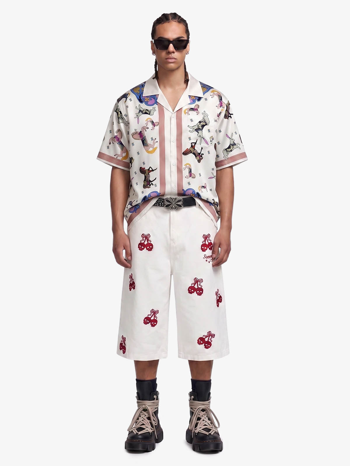Carousel Park Satin Camp Collar Boxy Shirt 