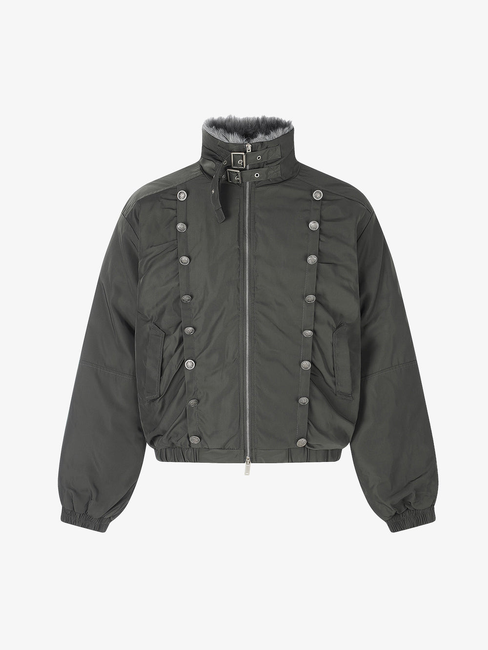 Napoleonic Double-Breasted Peaked-Lapel Padded Coat
