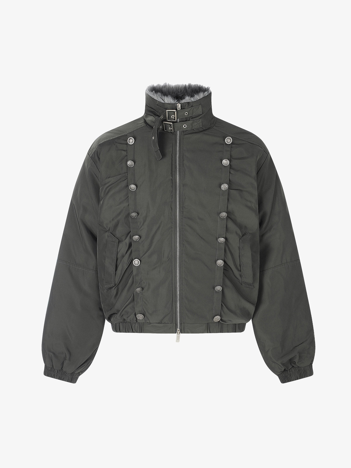 Napoleonic Double-Breasted Peaked-Lapel Padded Coat