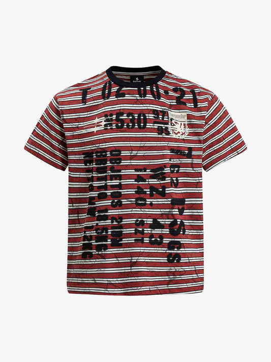 Grunge Striped Distressed Graphic T-Shirt 