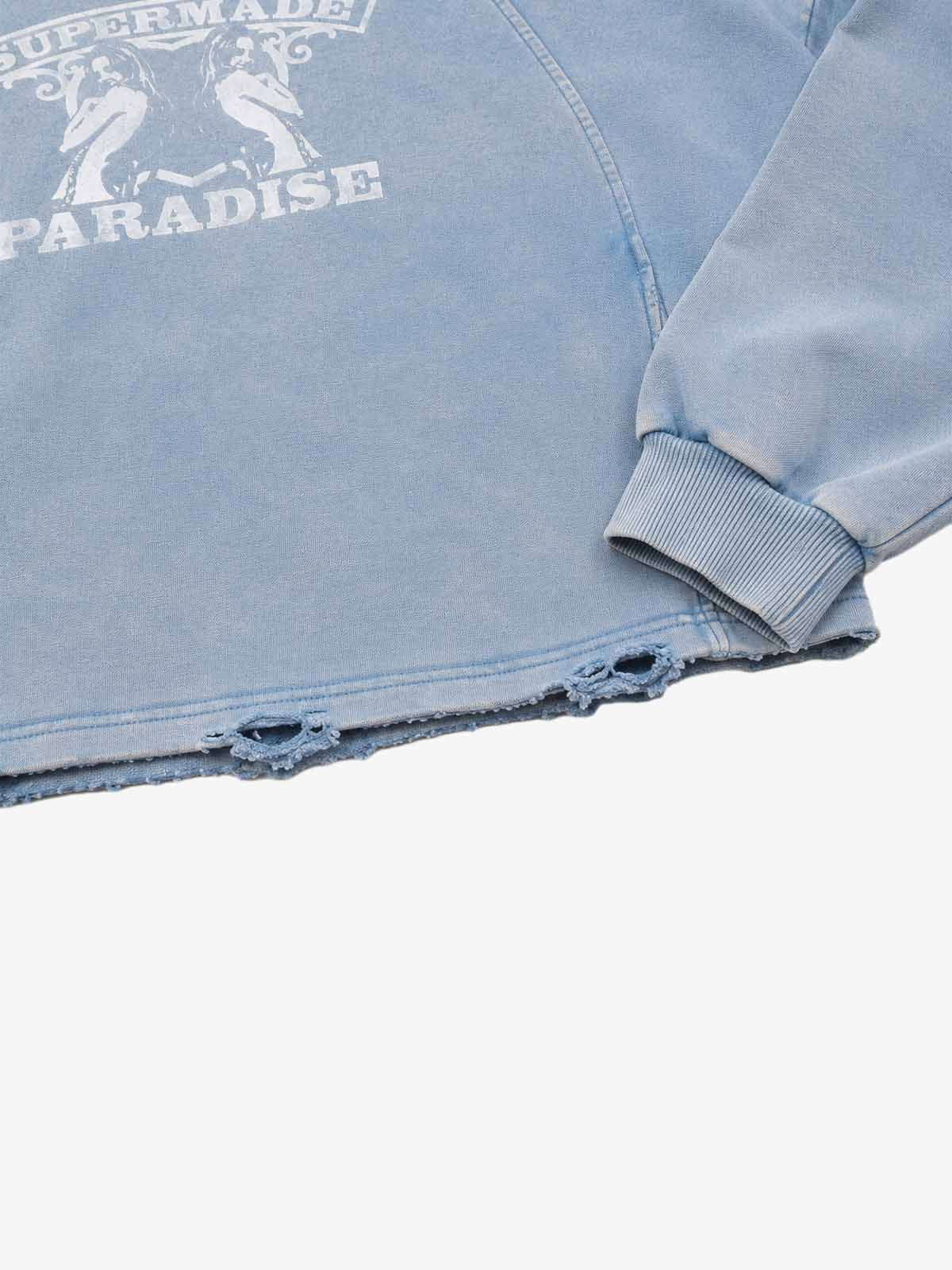 Sudadera corta con capucha estampada para chica