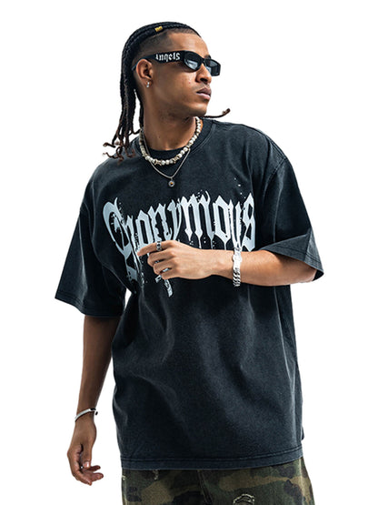 Thesupermade American Street Heavy Washed Distressed Gothic Cross T-shirt 
