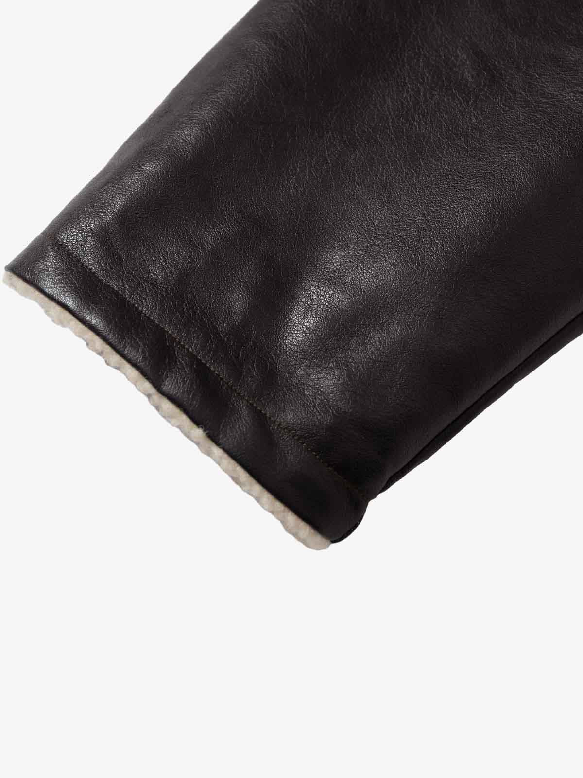 Vintage Shearling Collar Quilted Leather Jacket 