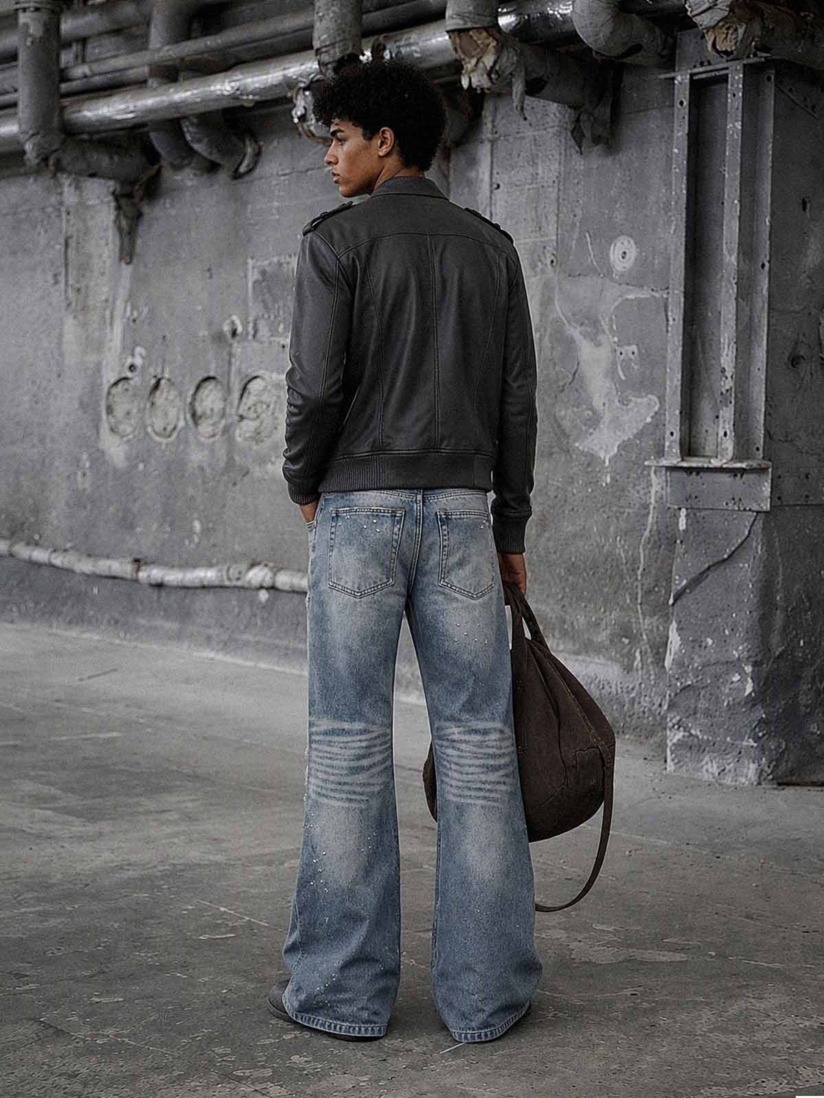 Ripped Studded Bootcut Jeans