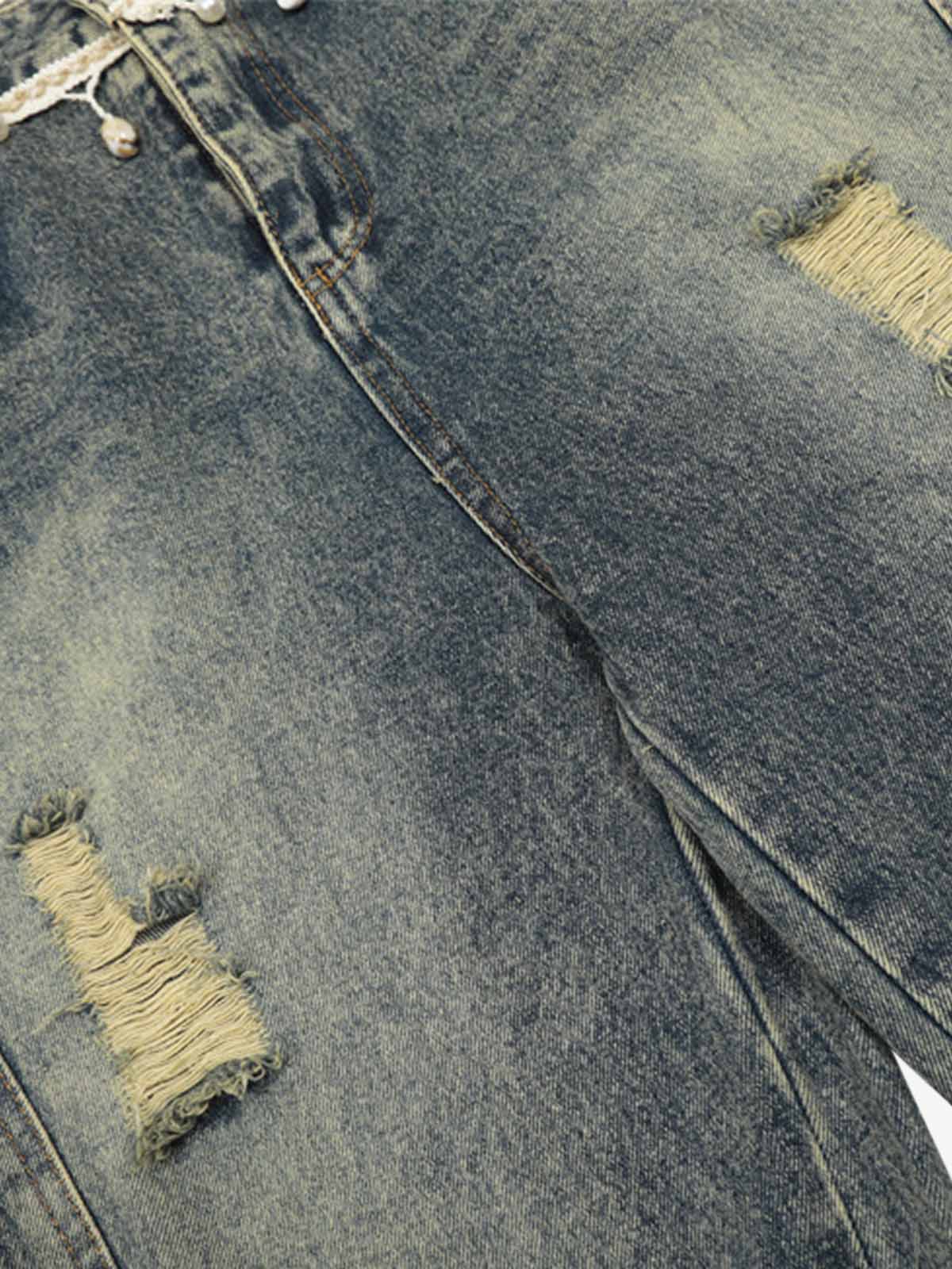 Vintage Washed Ripped Scimitar Jeans 