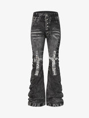 Cross-Over Layered Heavyweight Washed Jeans